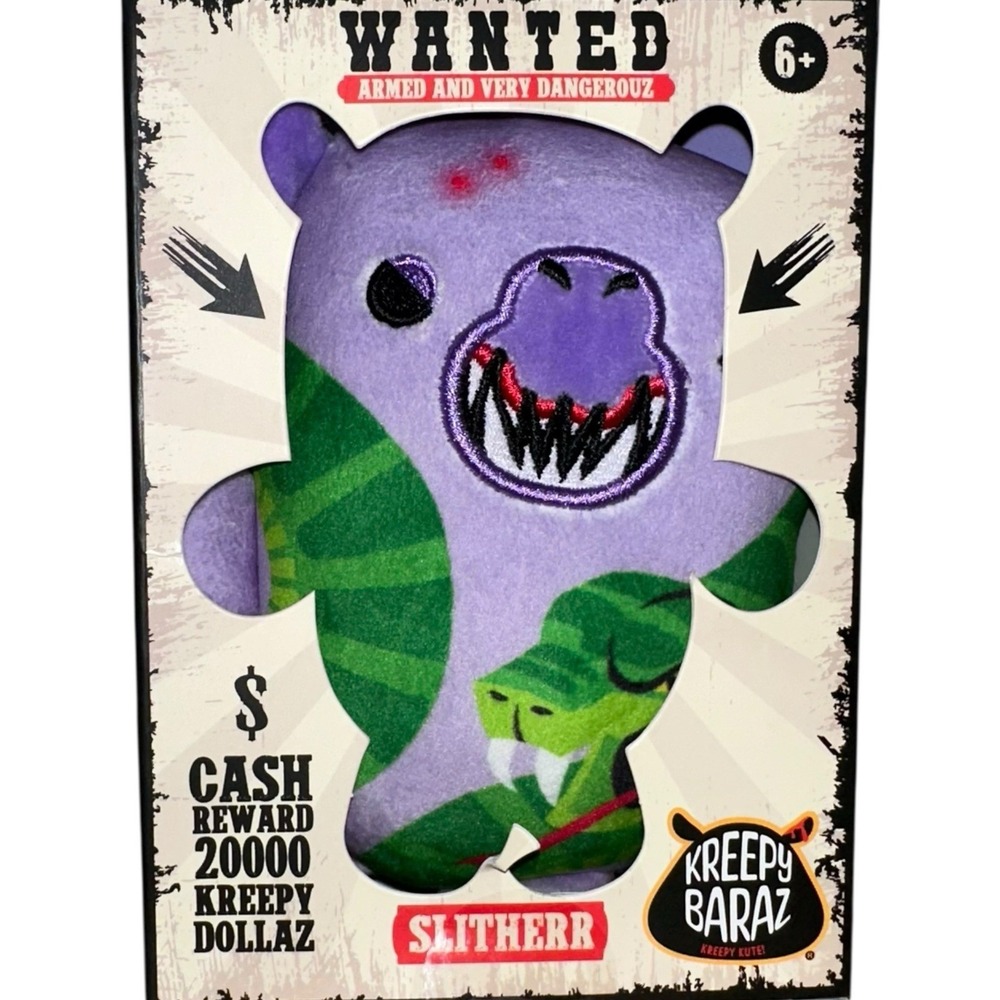 Kreepy Baraz Slitherr Plush Toy Wanted Poster Creepy Cute NIB